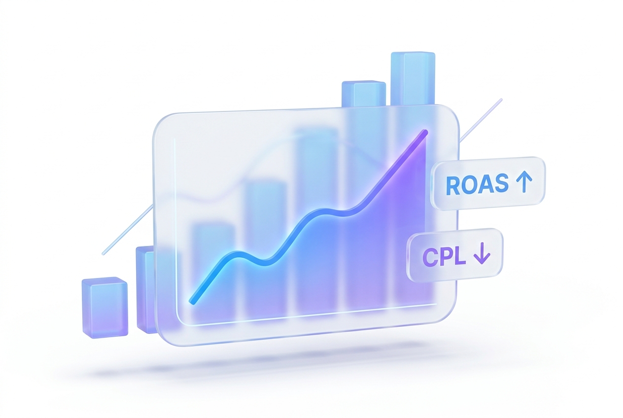 Atlys performance dashboard showing revenue growth, rising ROAS and falling cost per lead